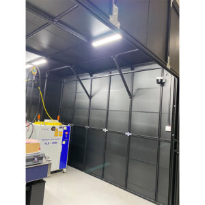 PhotonSafe laser safety cabin with antistatic black interior walls for laser welding protection